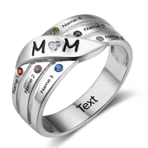 Custom Birthstone Mom Ring