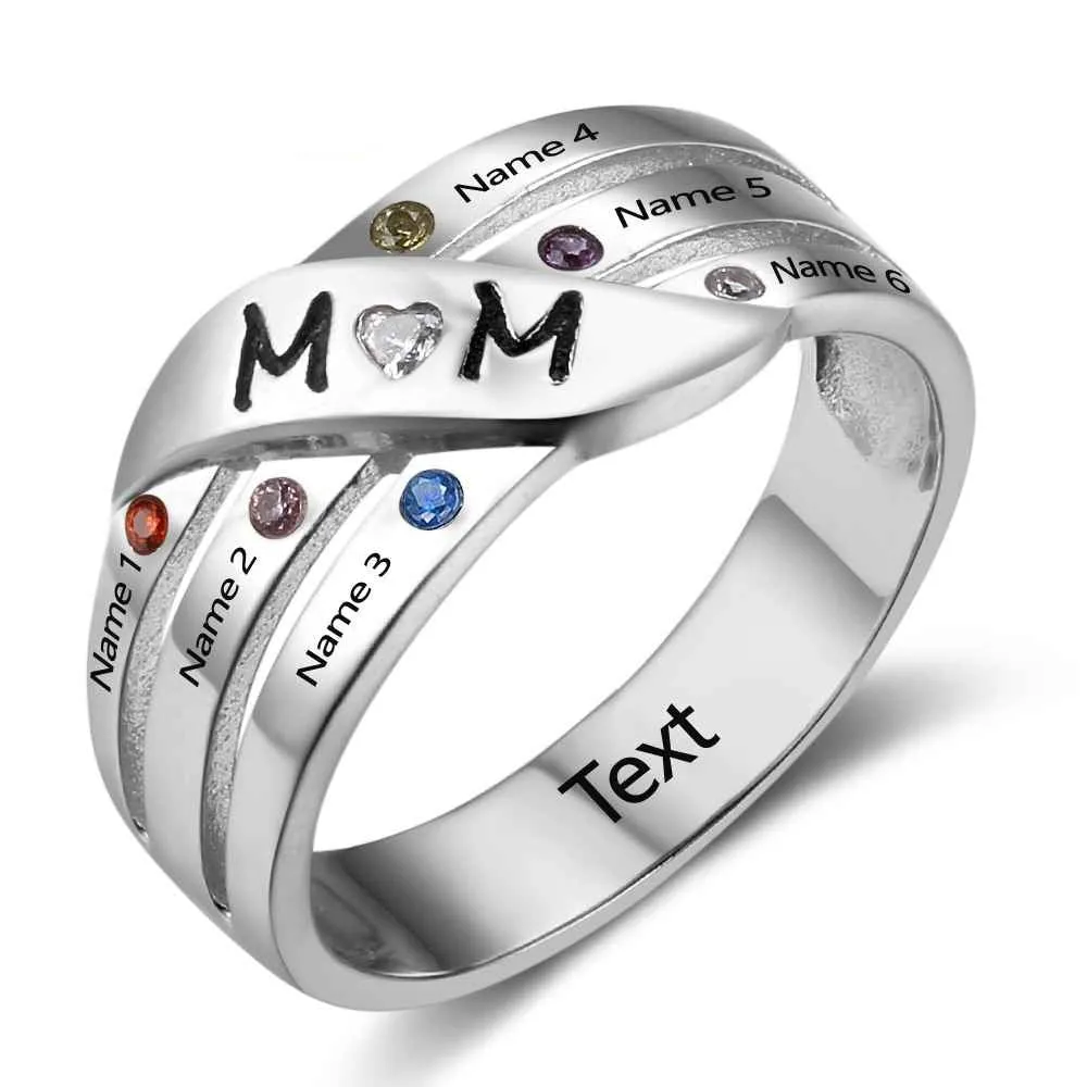 Custom Birthstone Mom Ring