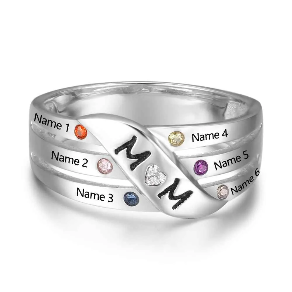 Custom Birthstone Mom Ring
