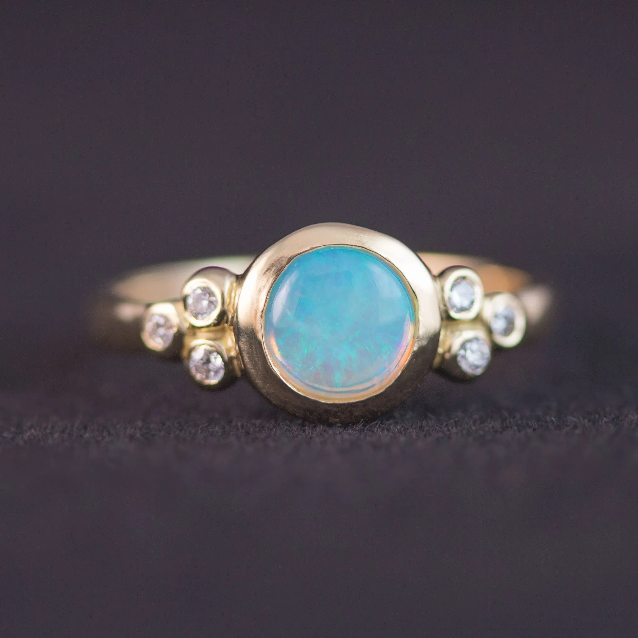 Custom Opal   Diamond Ring