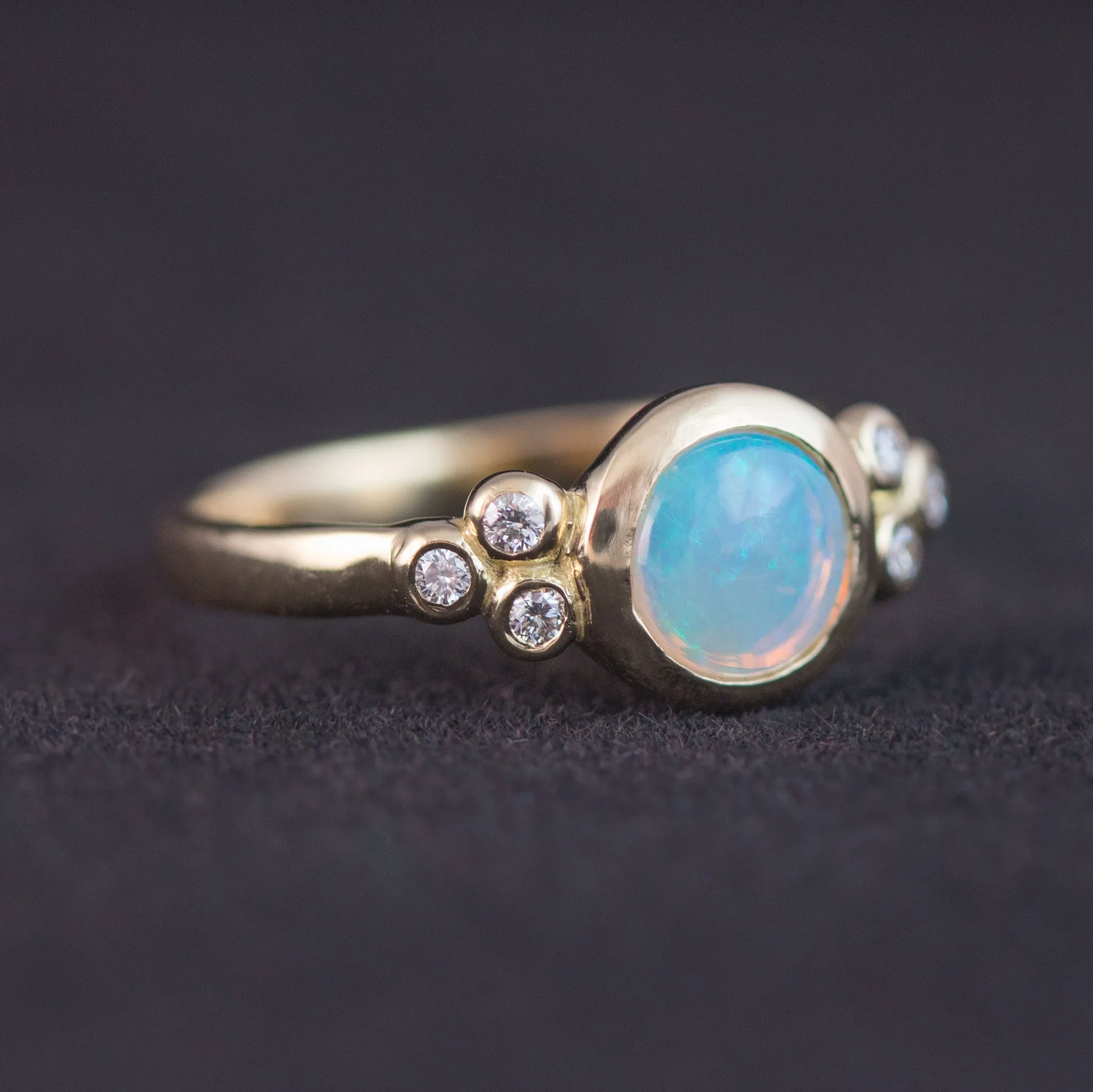 Custom Opal   Diamond Ring