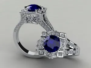 Custom Ring With Rare Natural Color Blue Sapphire 2.65 Carat