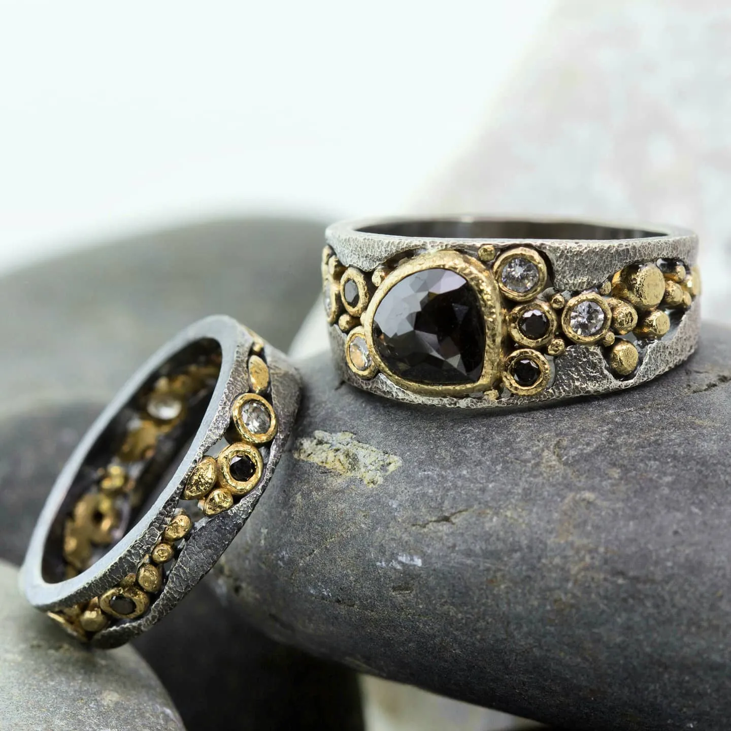 Custom River Pebbles Diamond Band
