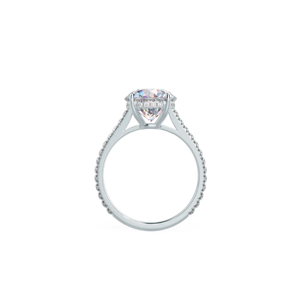 Custom Round Brilliant 4-Prong Solitaire & Pavé Diamond Ring with Hidden Halo