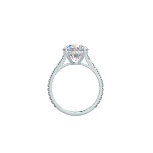 Custom Round Brilliant 4-Prong Solitaire & Pavé Diamond Ring with Hidden Halo