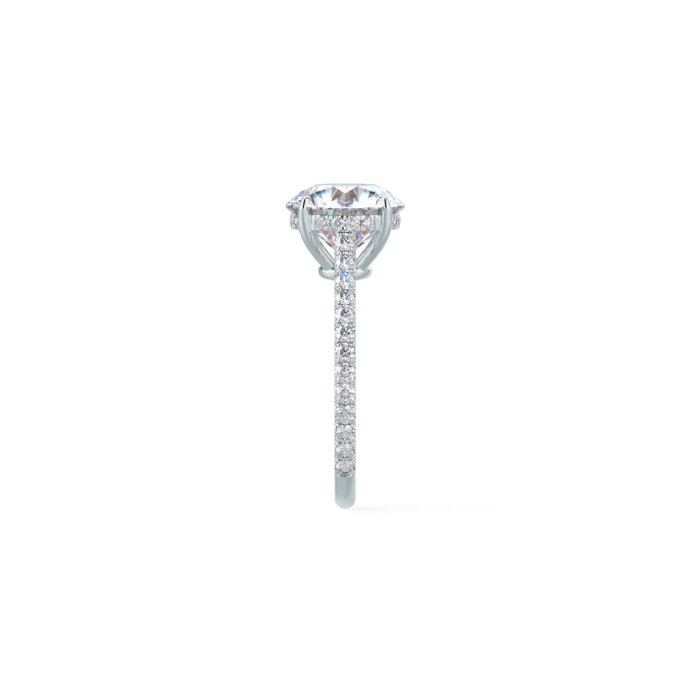 Custom Round Brilliant 4-Prong Solitaire & Pavé Diamond Ring with Hidden Halo