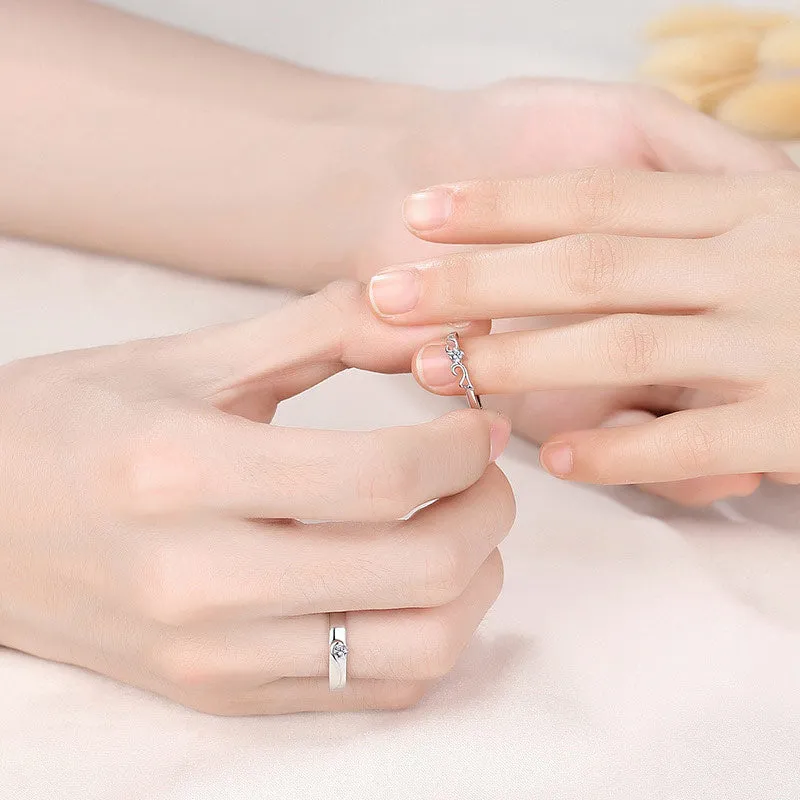 Custom Sterling Silver Daily Ring Personalized Open Name Couple Ring