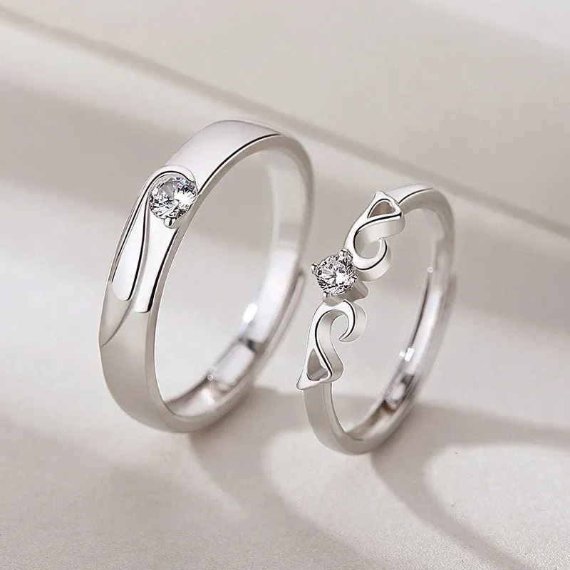 Custom Sterling Silver Daily Ring Personalized Open Name Couple Ring
