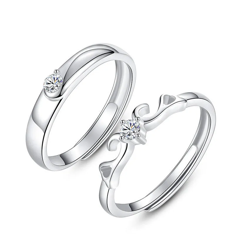 Custom Sterling Silver Daily Ring Personalized Open Name Couple Ring