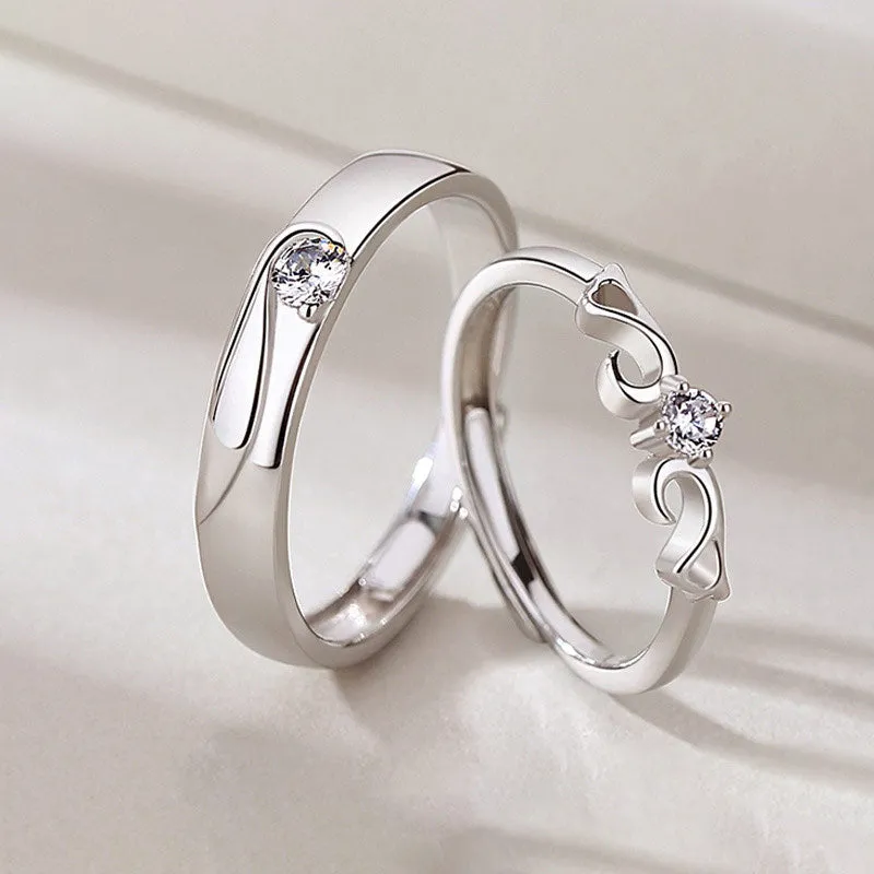 Custom Sterling Silver Daily Ring Personalized Open Name Couple Ring
