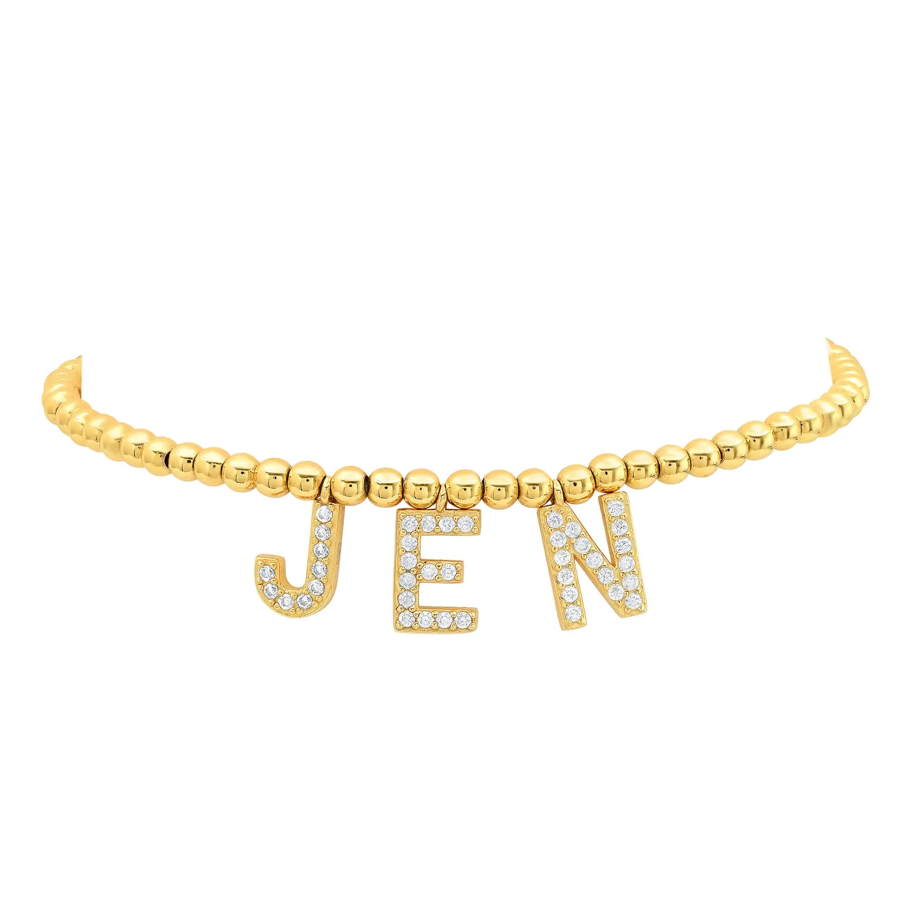 CUSTOM STRETCH LETTER BRACELET, GOLD