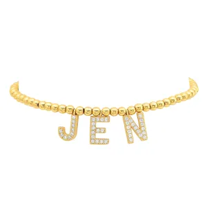 CUSTOM STRETCH LETTER BRACELET, GOLD