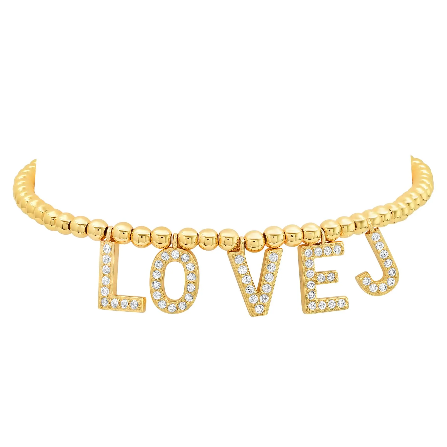 CUSTOM STRETCH LETTER BRACELET, GOLD