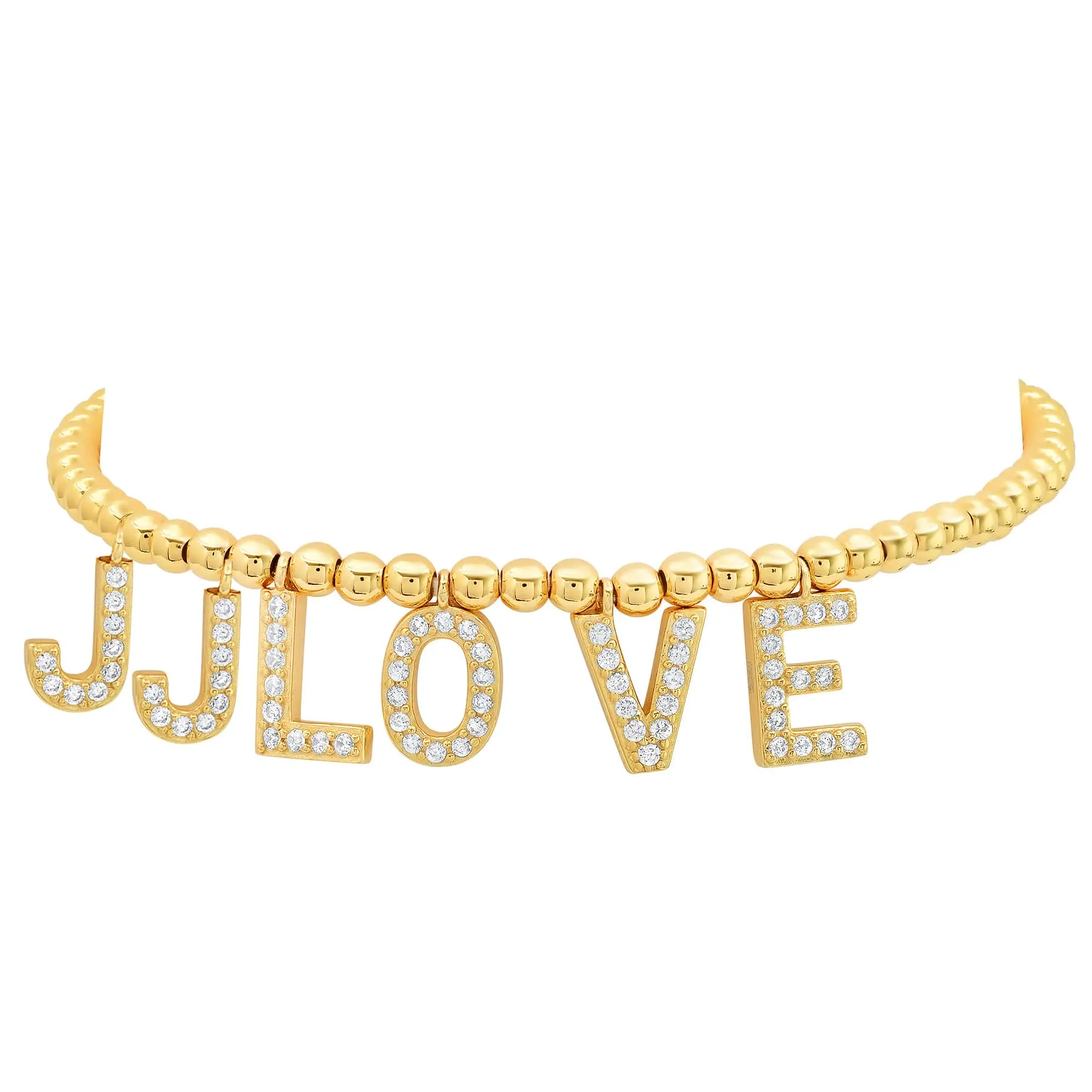 CUSTOM STRETCH LETTER BRACELET, GOLD