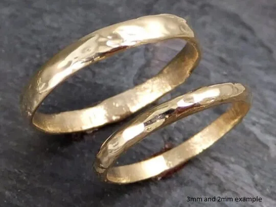 Custom Wedding bands 14k / 18k gold textured wedding rings Wedding Set byAngeline recycled gold