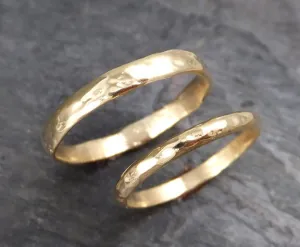 Custom Wedding bands 14k / 18k gold textured wedding rings Wedding Set byAngeline recycled gold