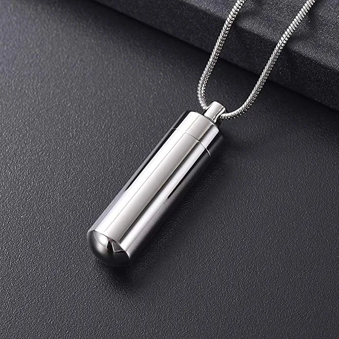 Cylinder Pendant Necklace with Glass Tube