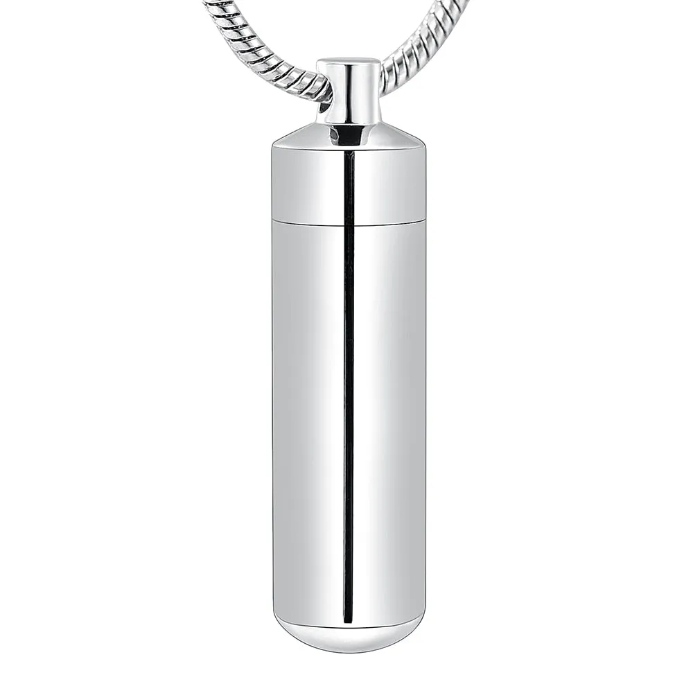 Cylinder Pendant Necklace with Glass Tube