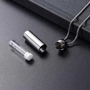 Cylinder Pendant Necklace with Glass Tube