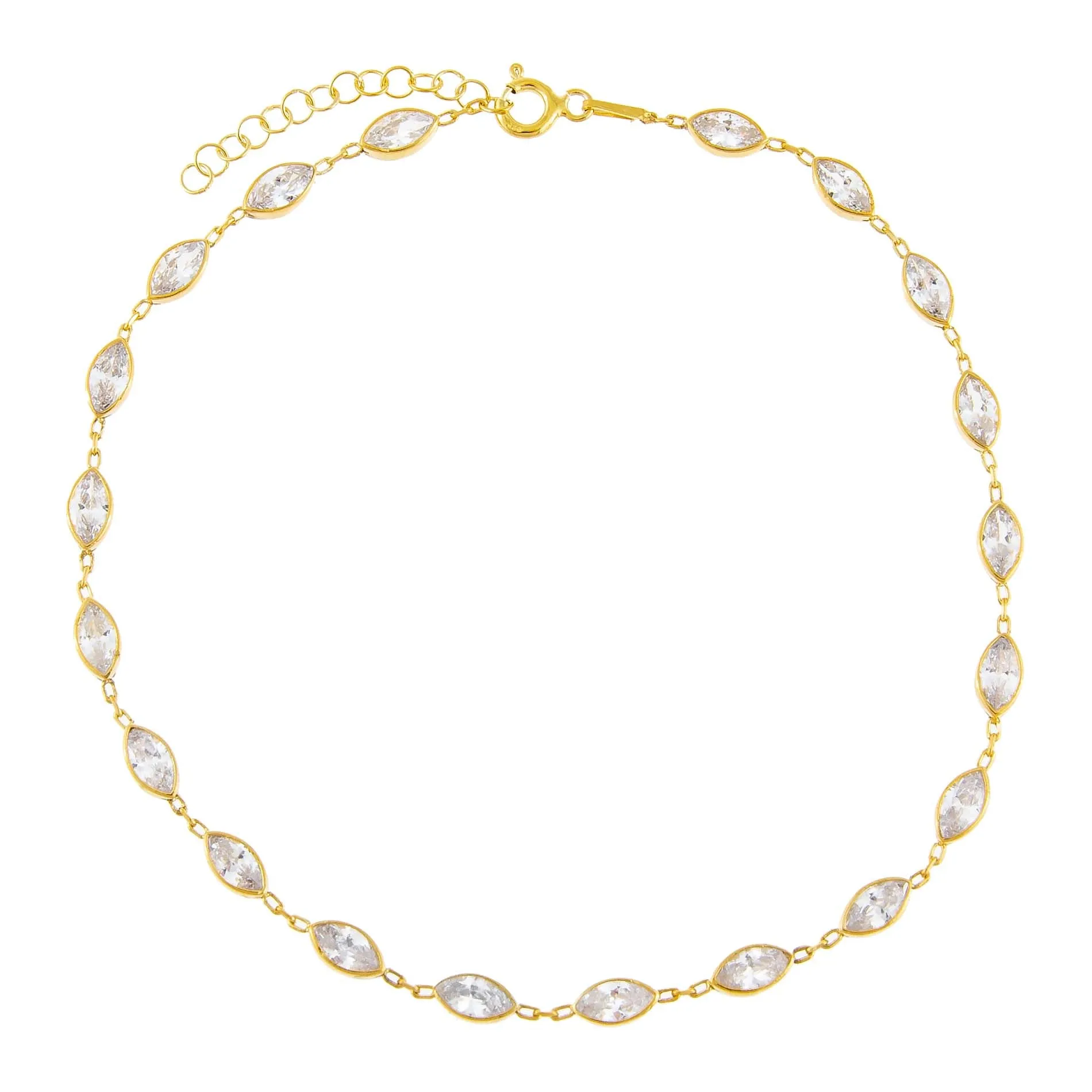 CZ Multi Marquise Anklet