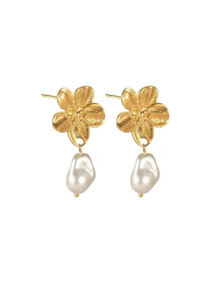 Dahlia Pearl Drop Earrings