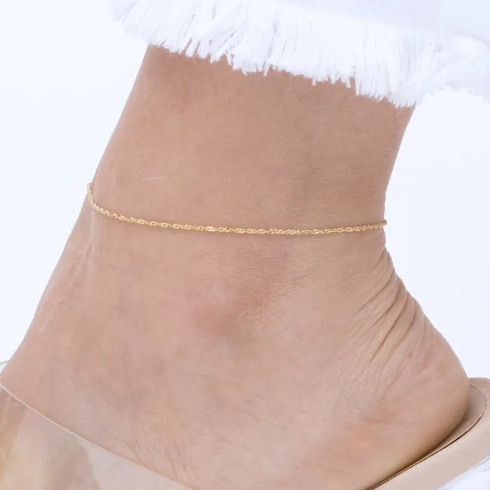 Dainty 14K Gold Singapore Anklet