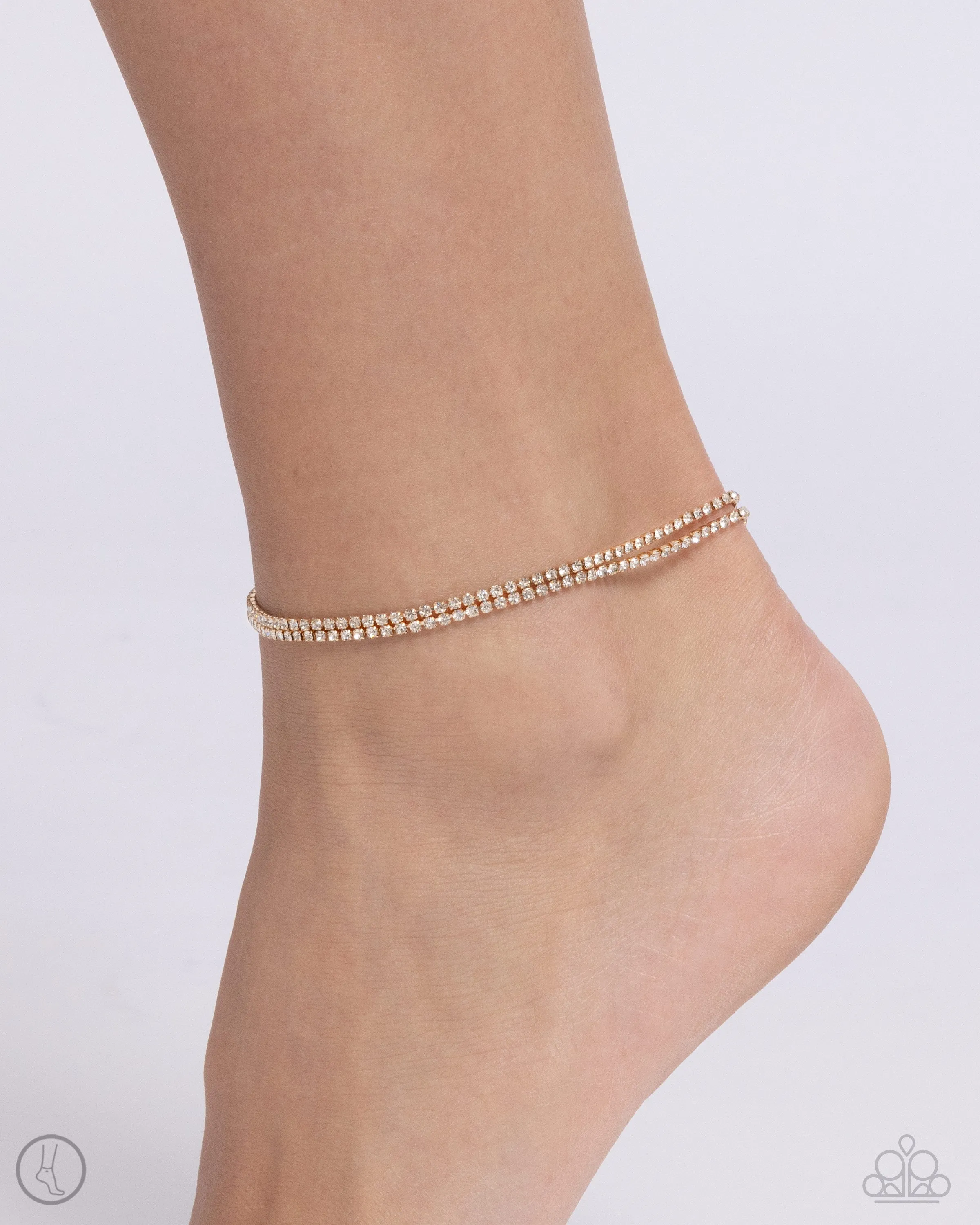 Dainty Declaration - Gold - White Rhinestone Paparazzi Anklet