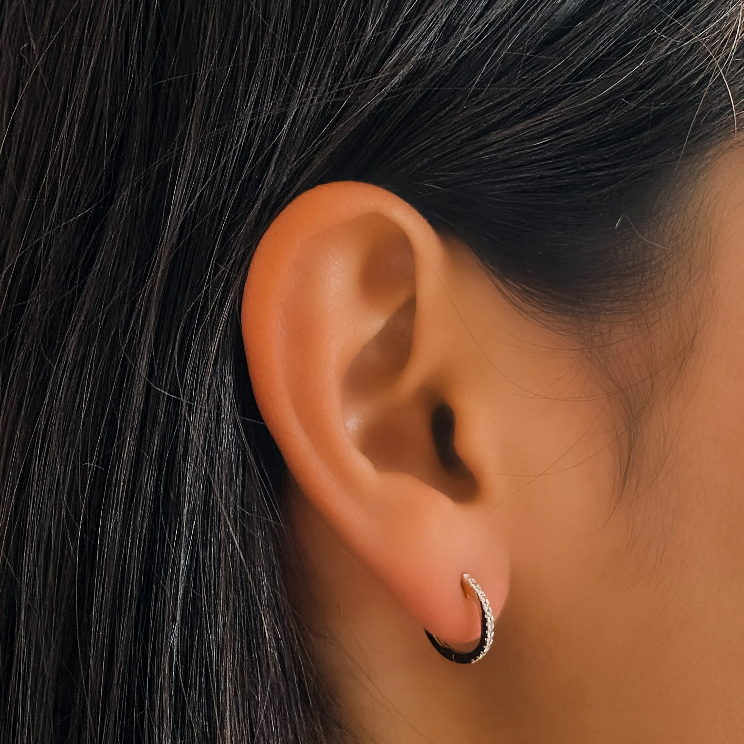 Dainty Diamond Huggie Hoops