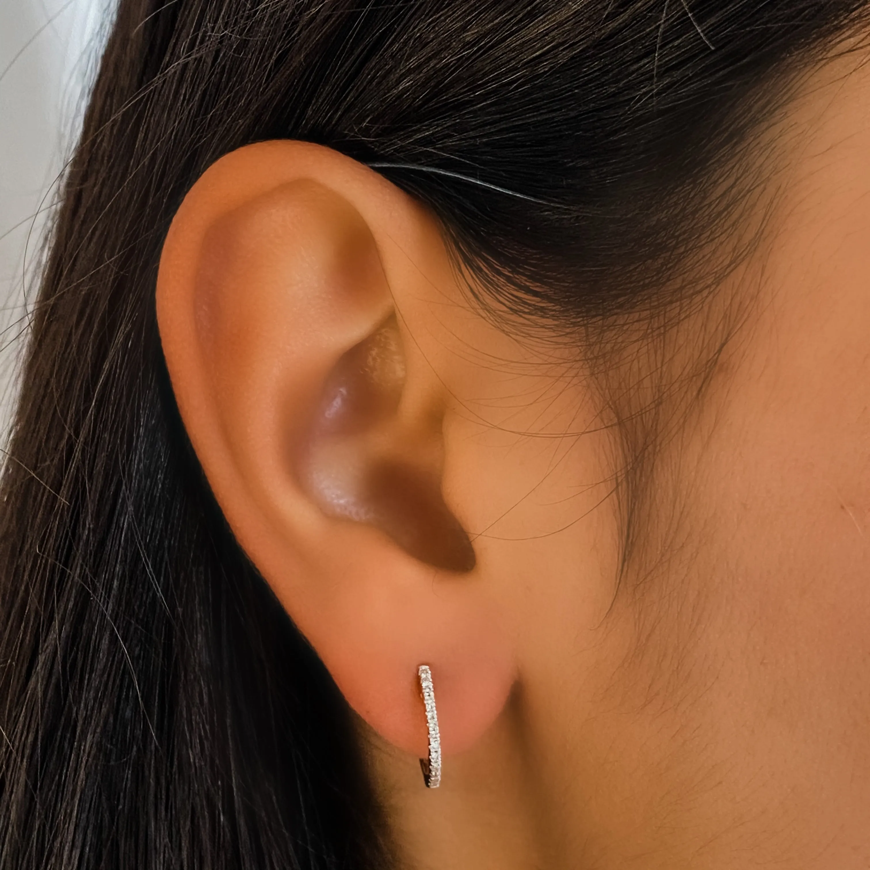 Dainty Diamond Huggie Hoops