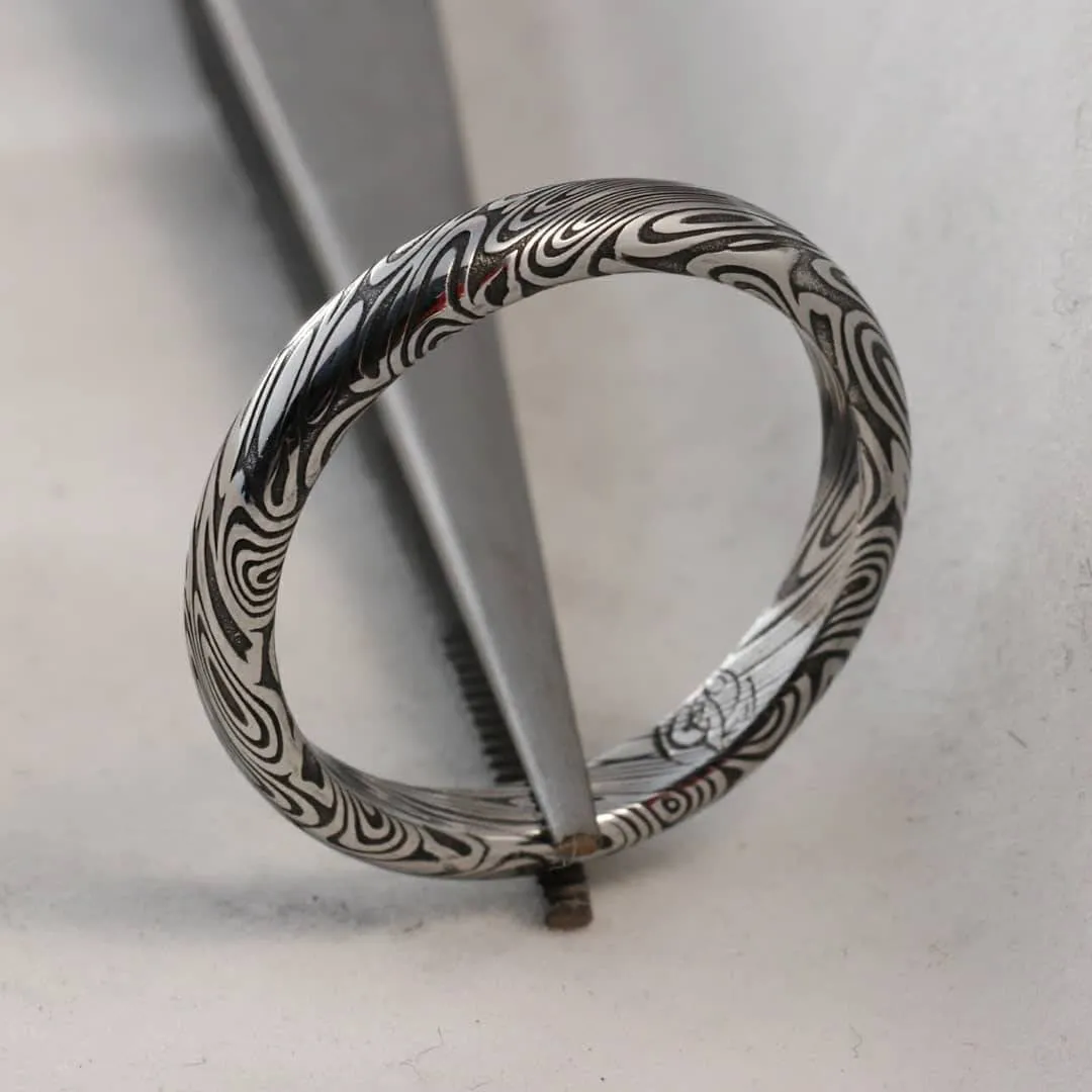 Damascus steel ring dark finish  "dark black coral" stainless, damascus ring womens rings , womens rings ,