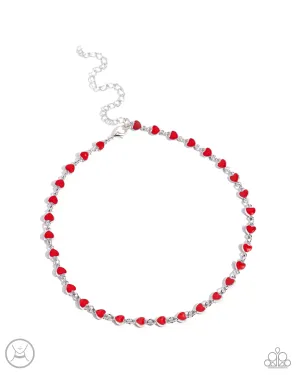 Dancing Dalliance - Red - Painted Heart Paparazzi Choker Necklace