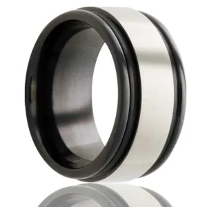 Deep Groove Zirconium Ring
