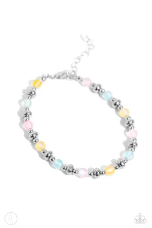 DEW or Die - Multi - Blue, Yellow, and Pink Bead Paparazzi Anklet