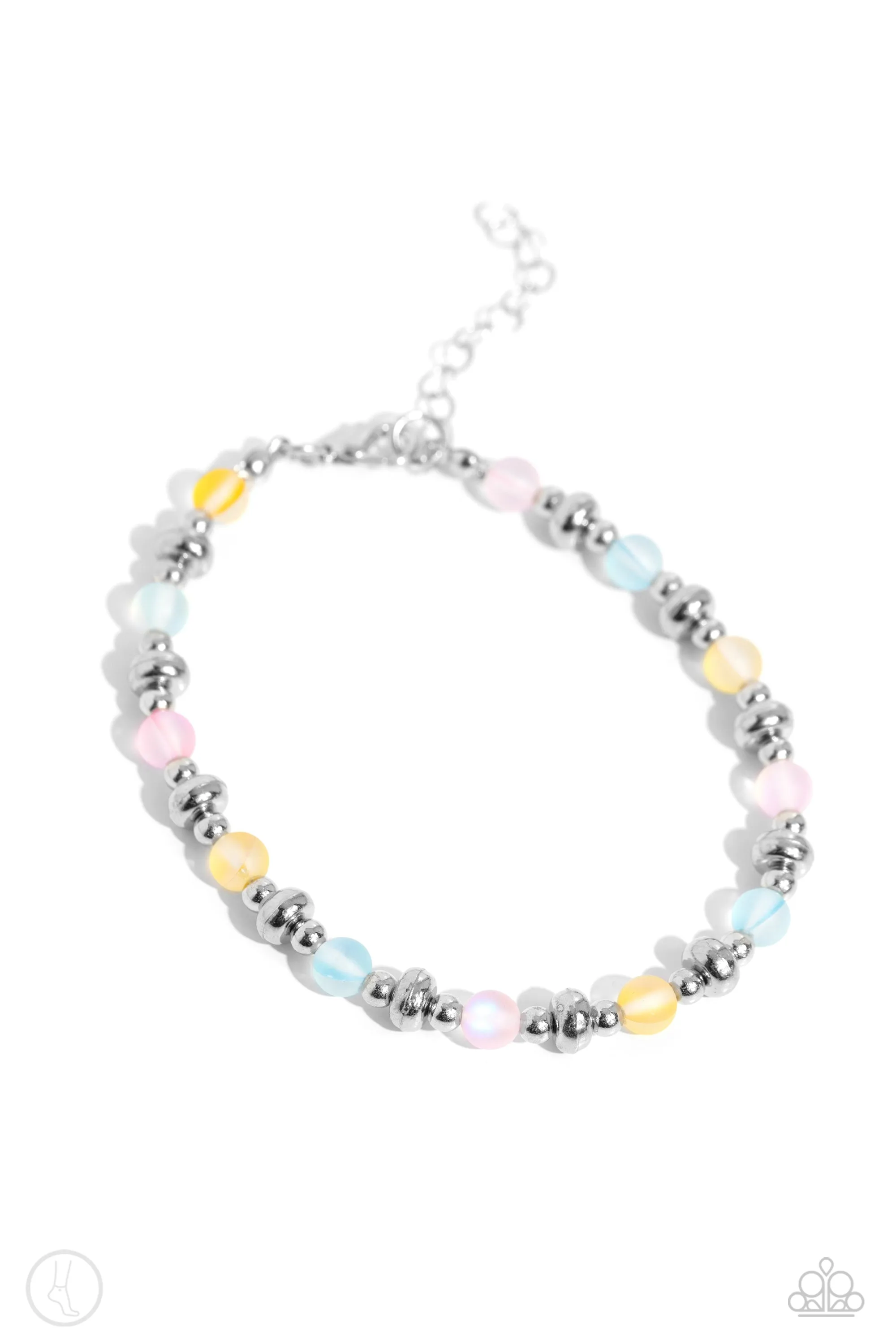 DEW or Die - Multi - Blue, Yellow, and Pink Bead Paparazzi Anklet