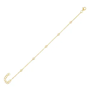 Diamond Bezel Chain Anklet 14K