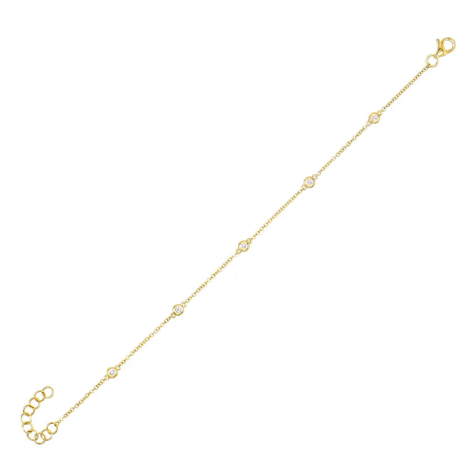 Diamond Bezel Chain Anklet 14K