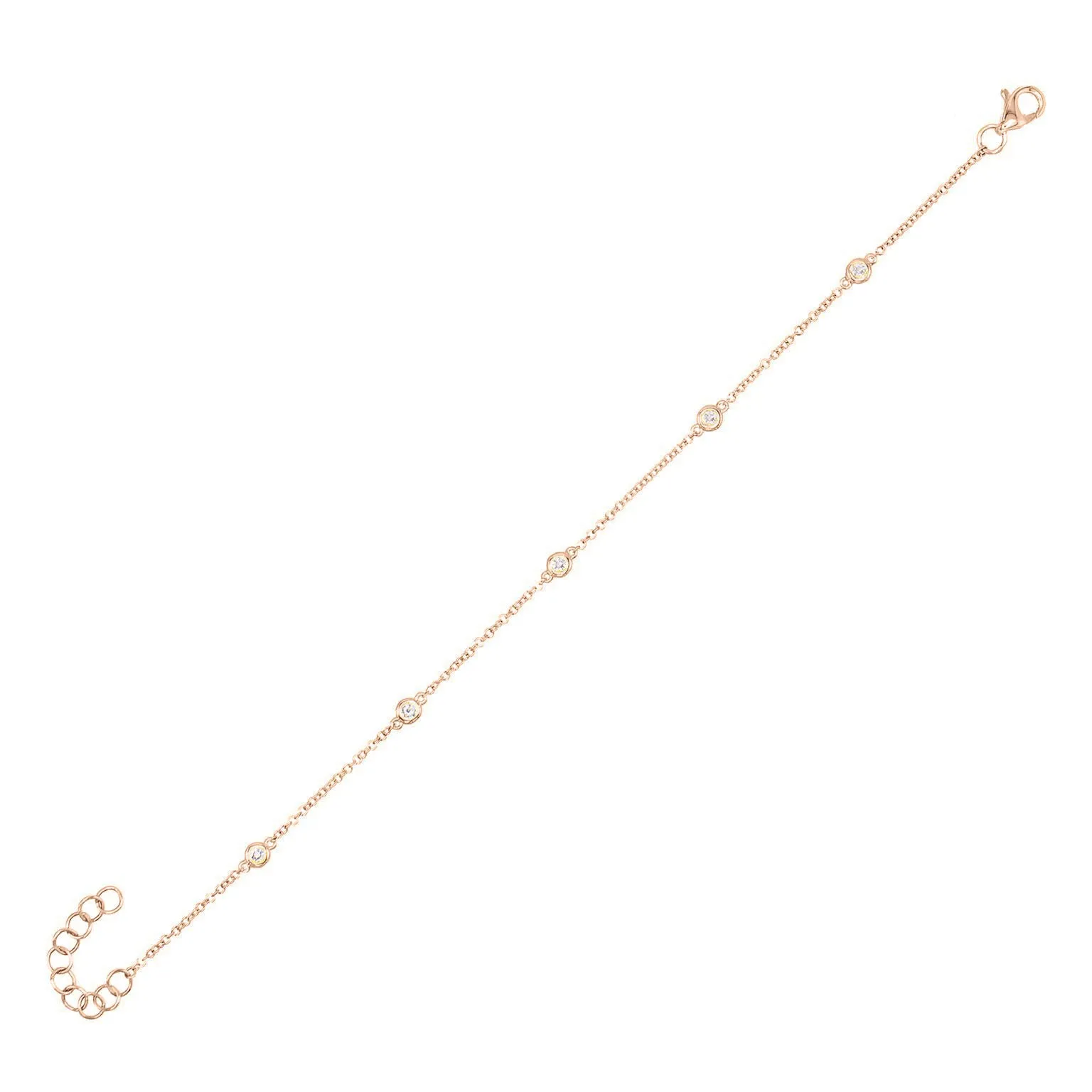 Diamond Bezel Chain Anklet 14K