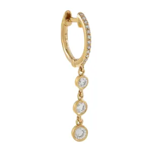 Diamond Bezel Drop Huggie Earring 14K