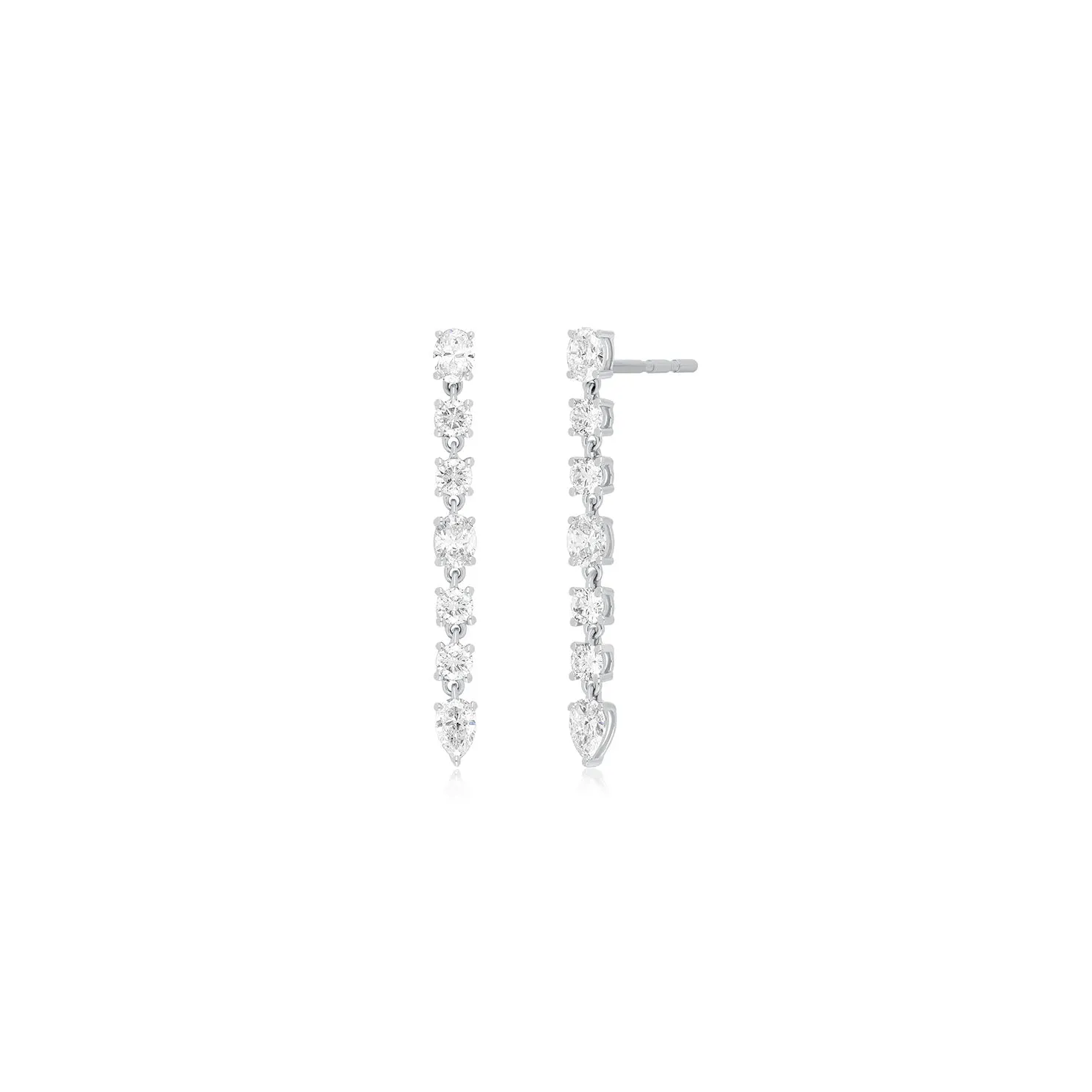 Diamond Carrie Drop Stud Earrings