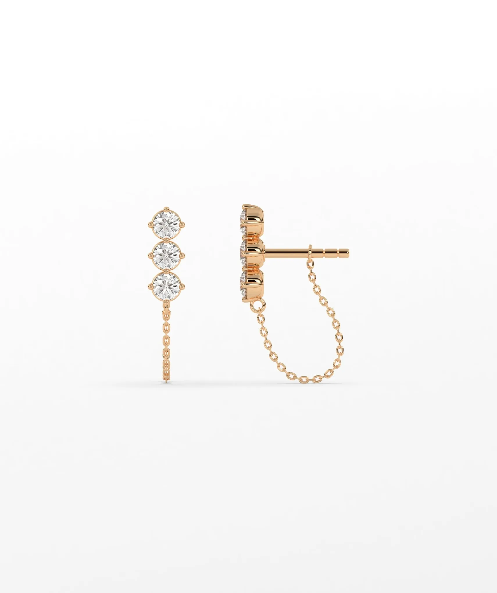 Diamond Chain Link Stud Earrings