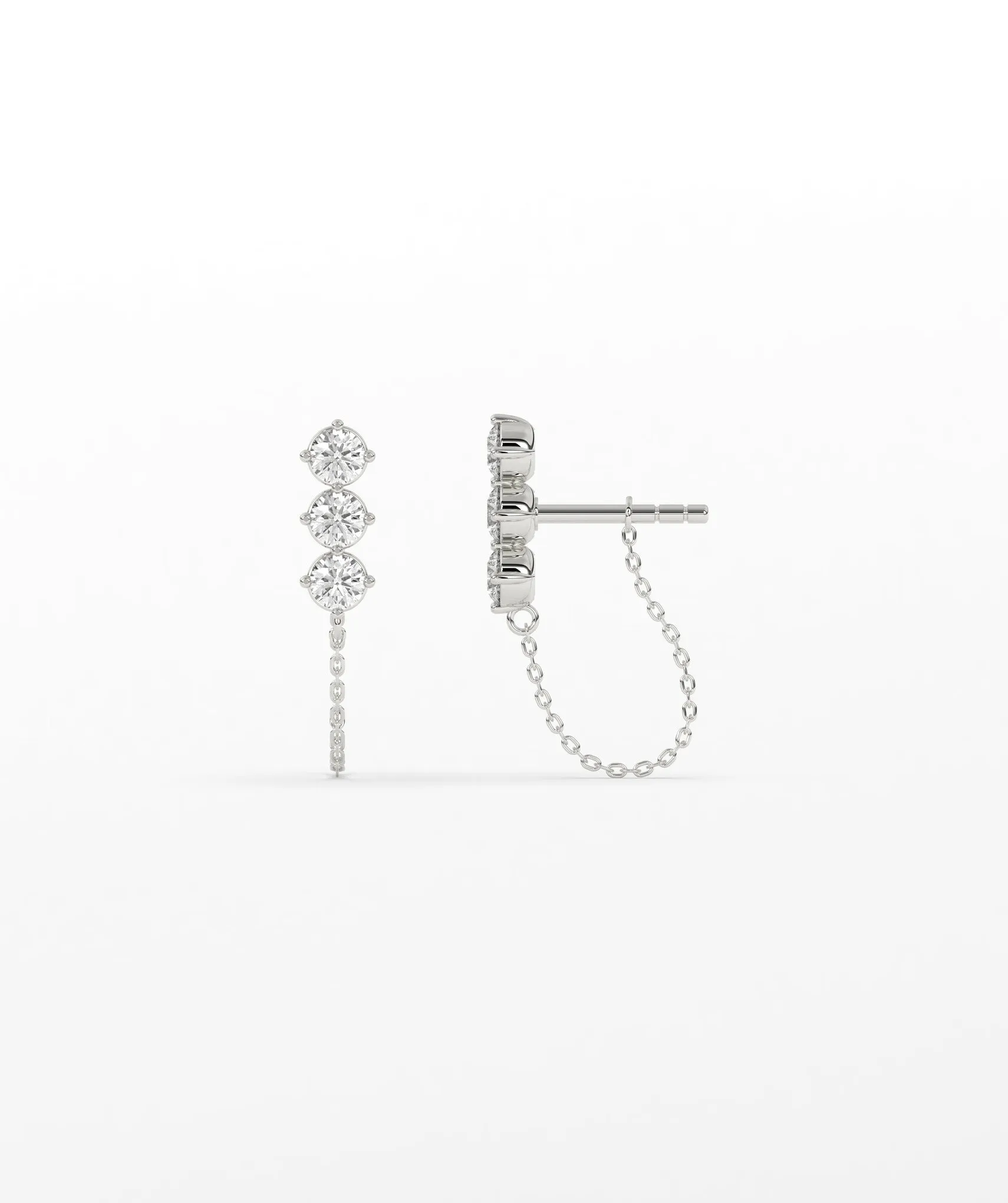 Diamond Chain Link Stud Earrings