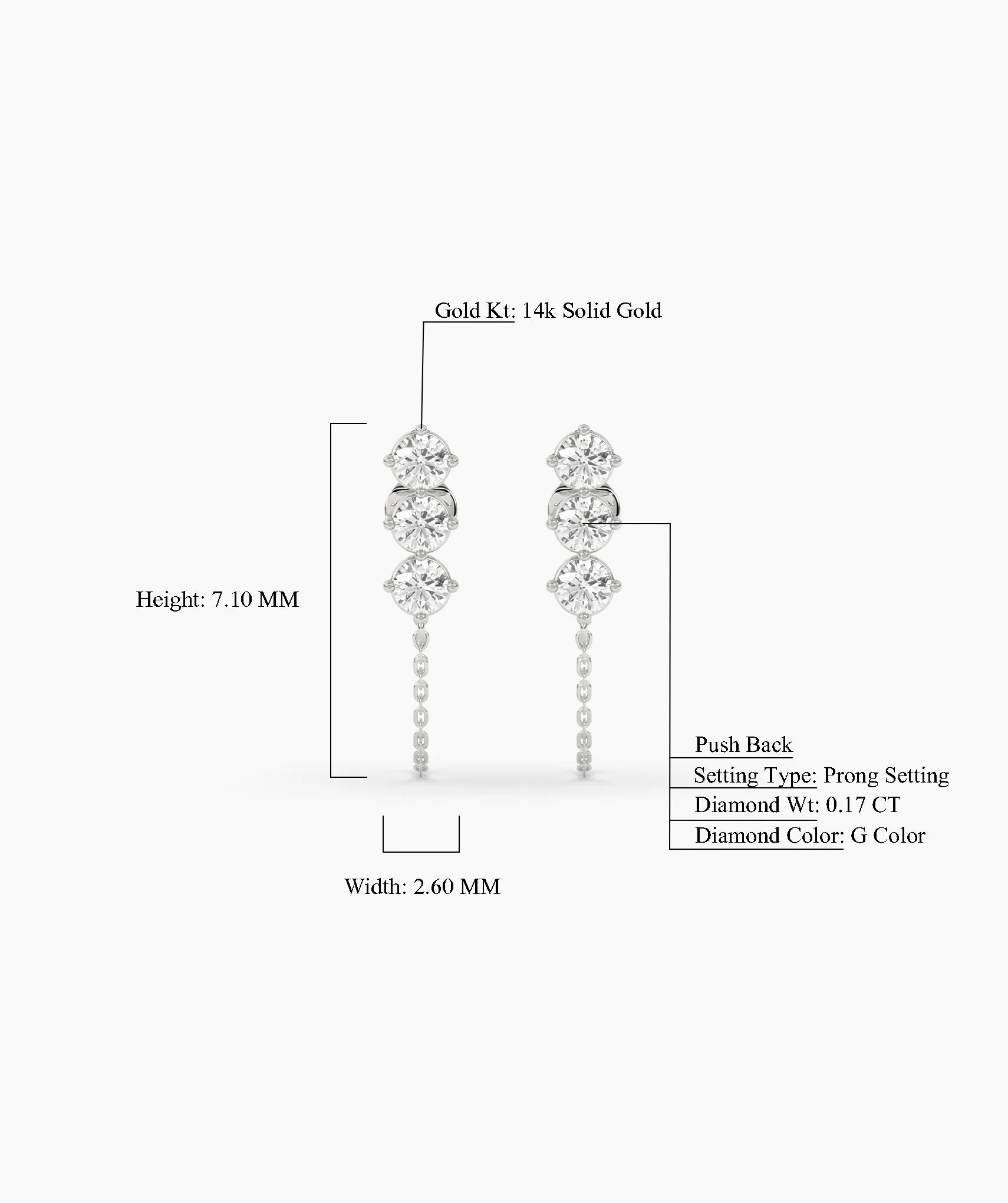 Diamond Chain Link Stud Earrings