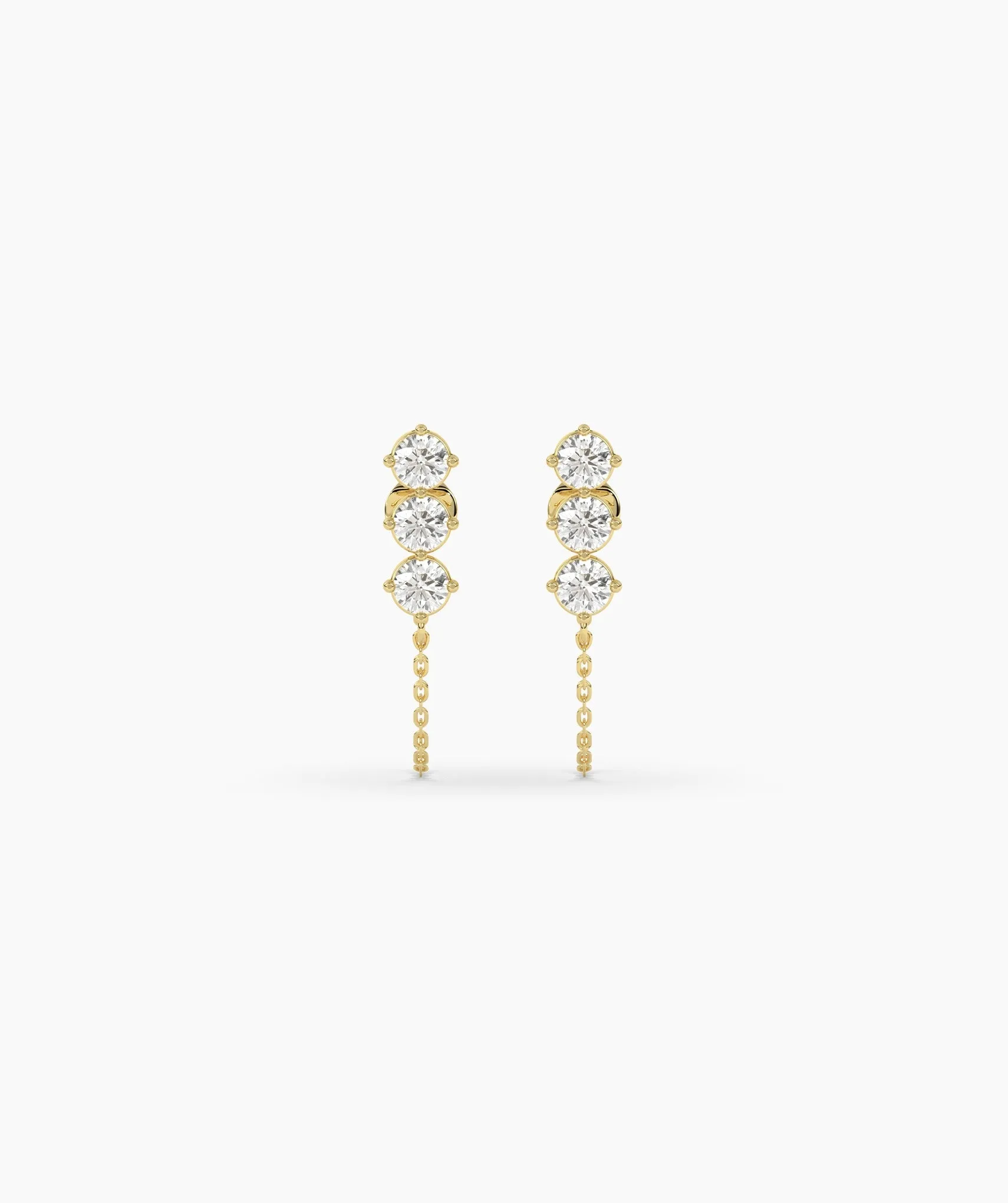 Diamond Chain Link Stud Earrings
