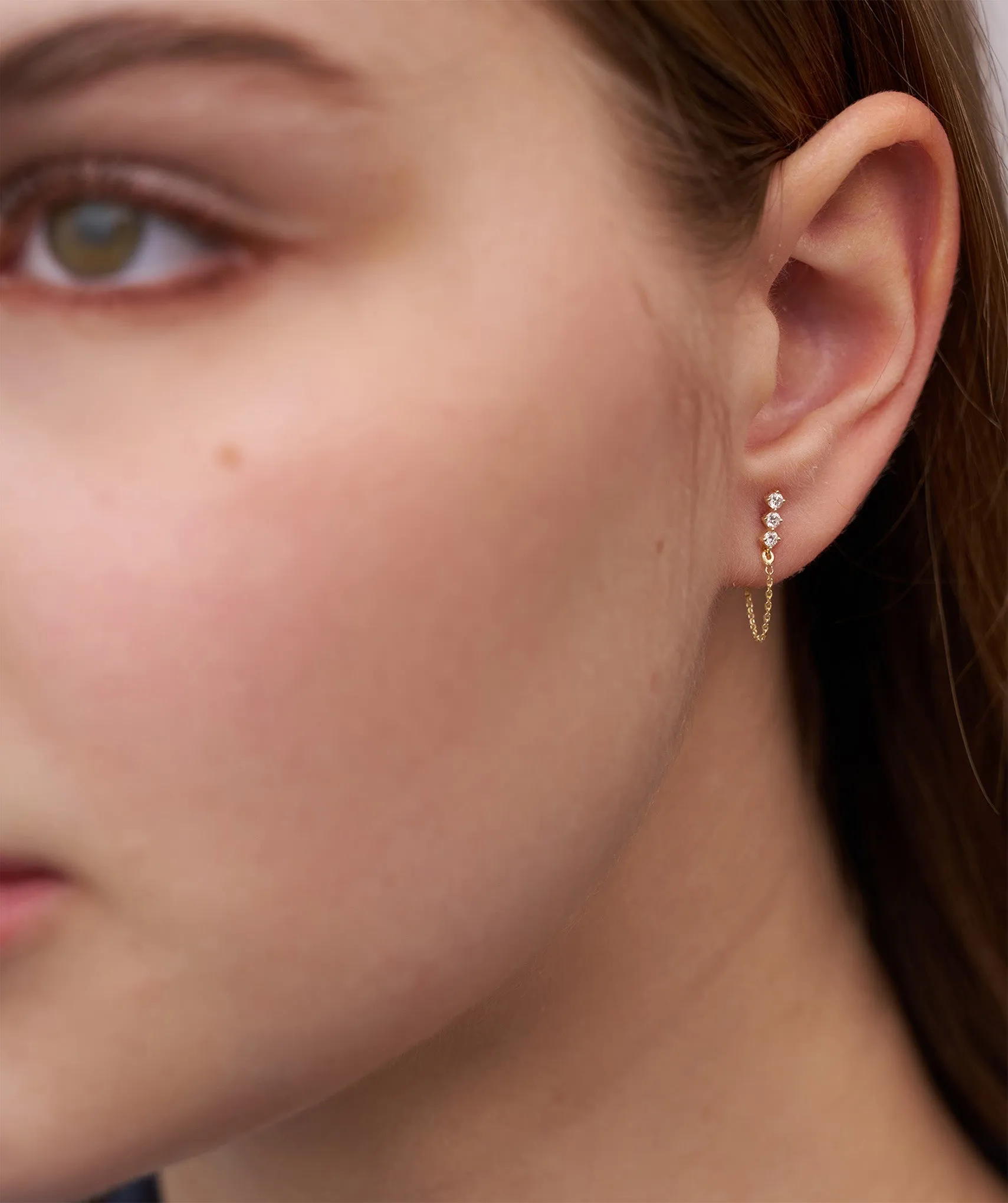 Diamond Chain Link Stud Earrings