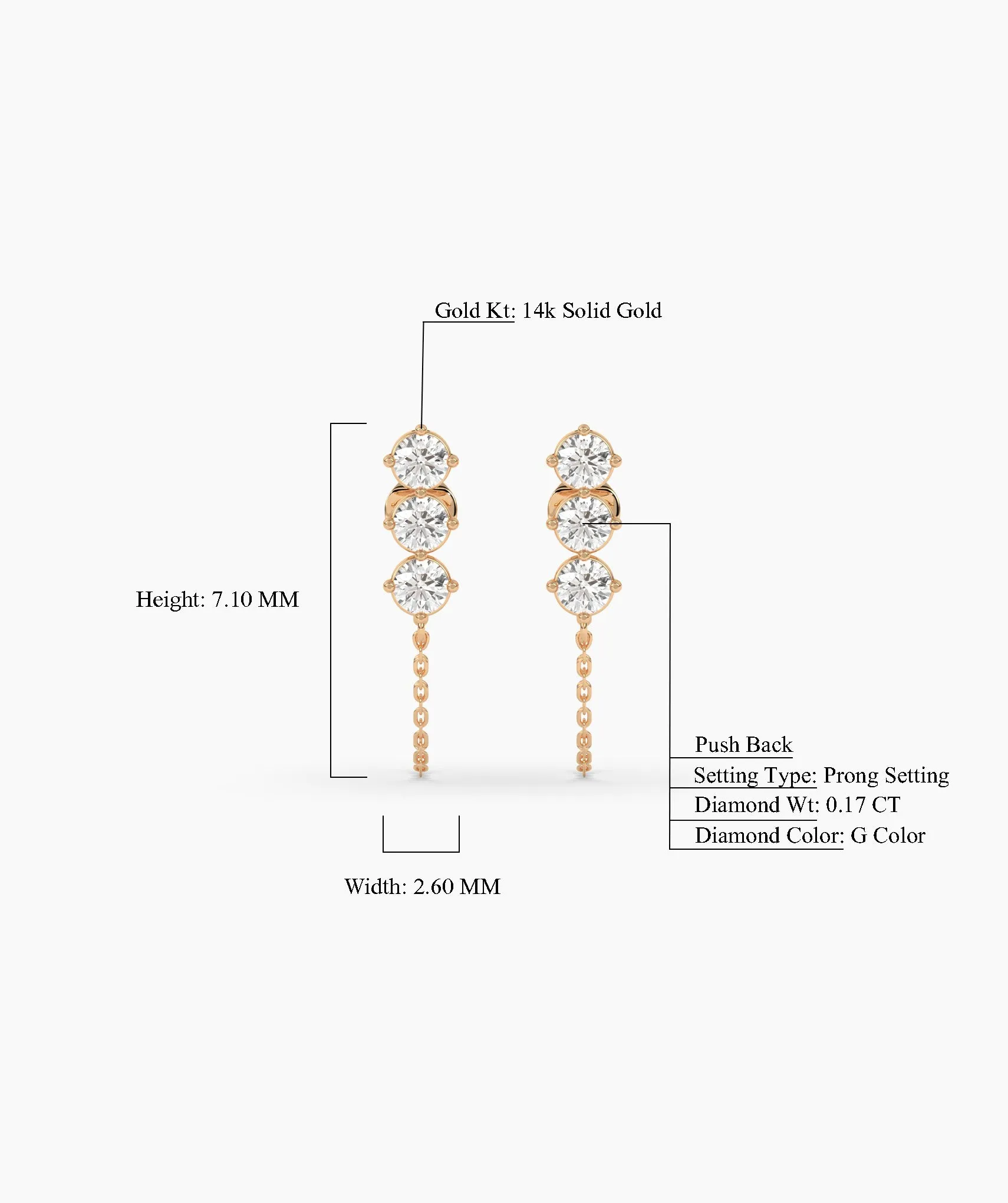 Diamond Chain Link Stud Earrings
