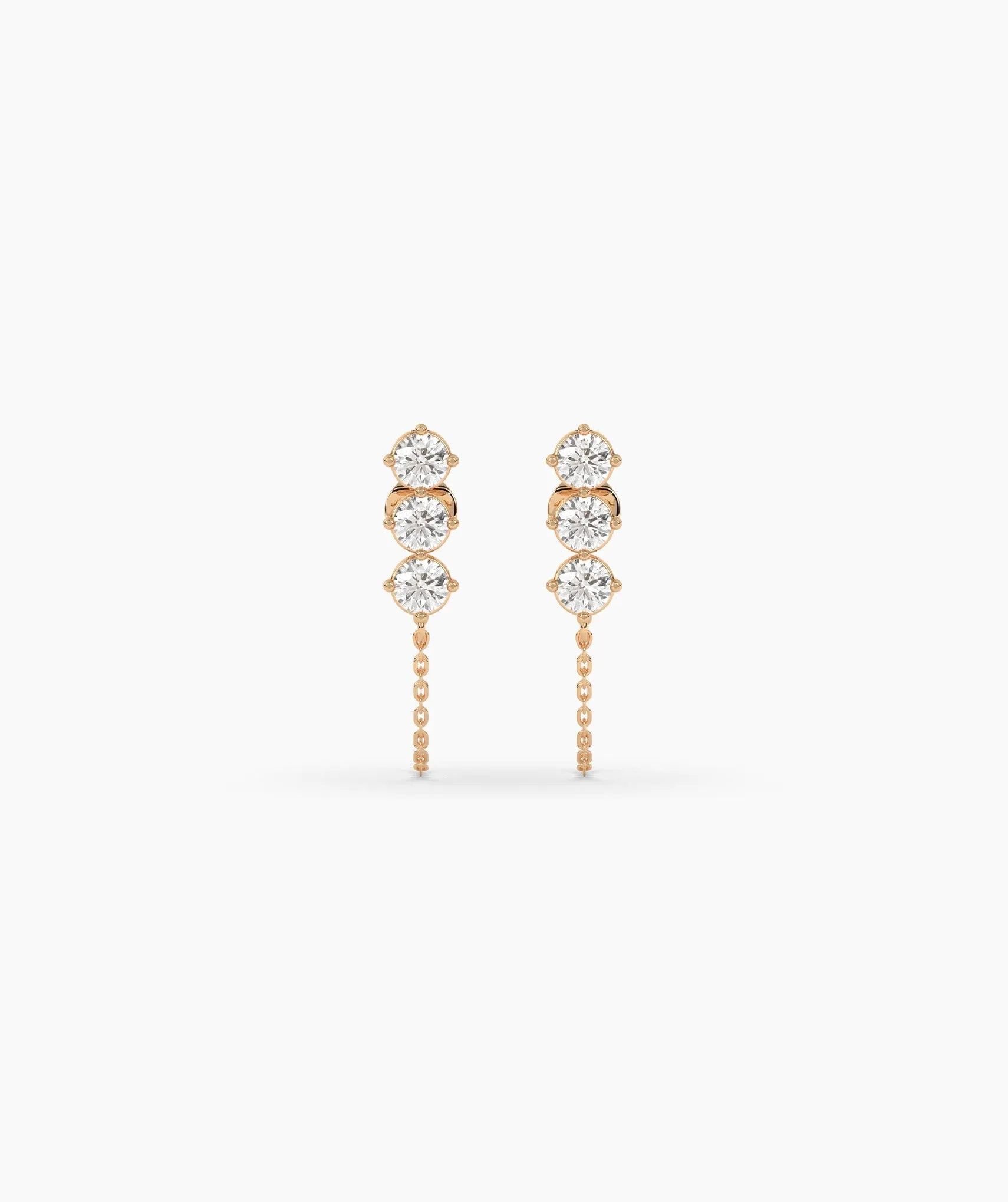 Diamond Chain Link Stud Earrings
