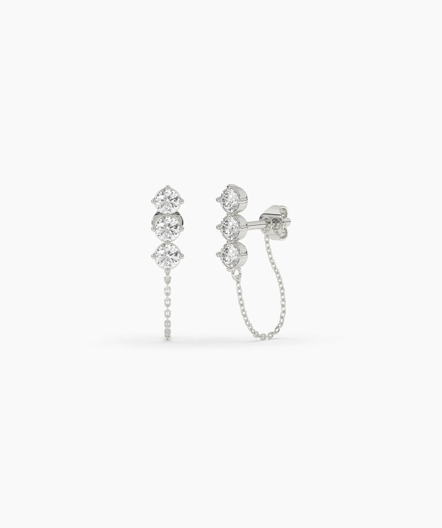 Diamond Chain Link Stud Earrings