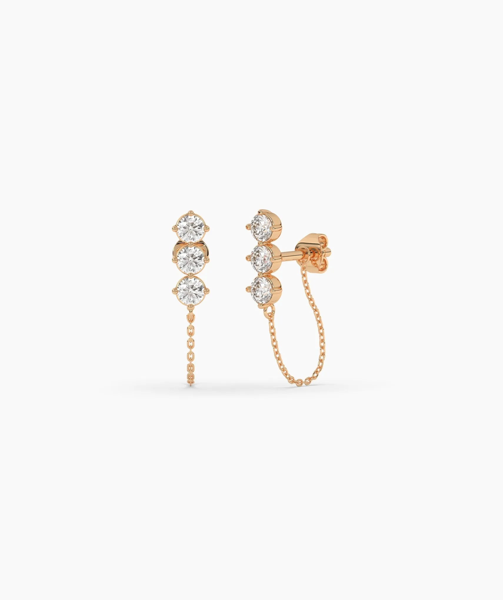 Diamond Chain Link Stud Earrings