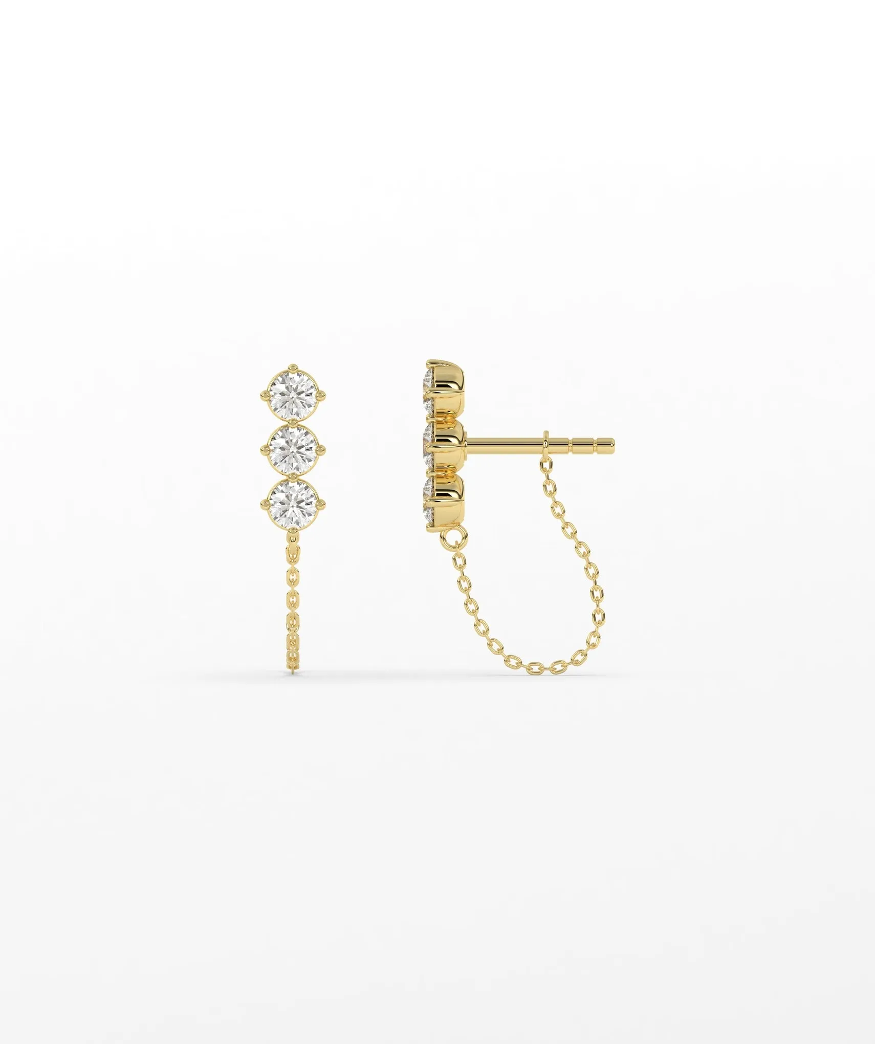 Diamond Chain Link Stud Earrings