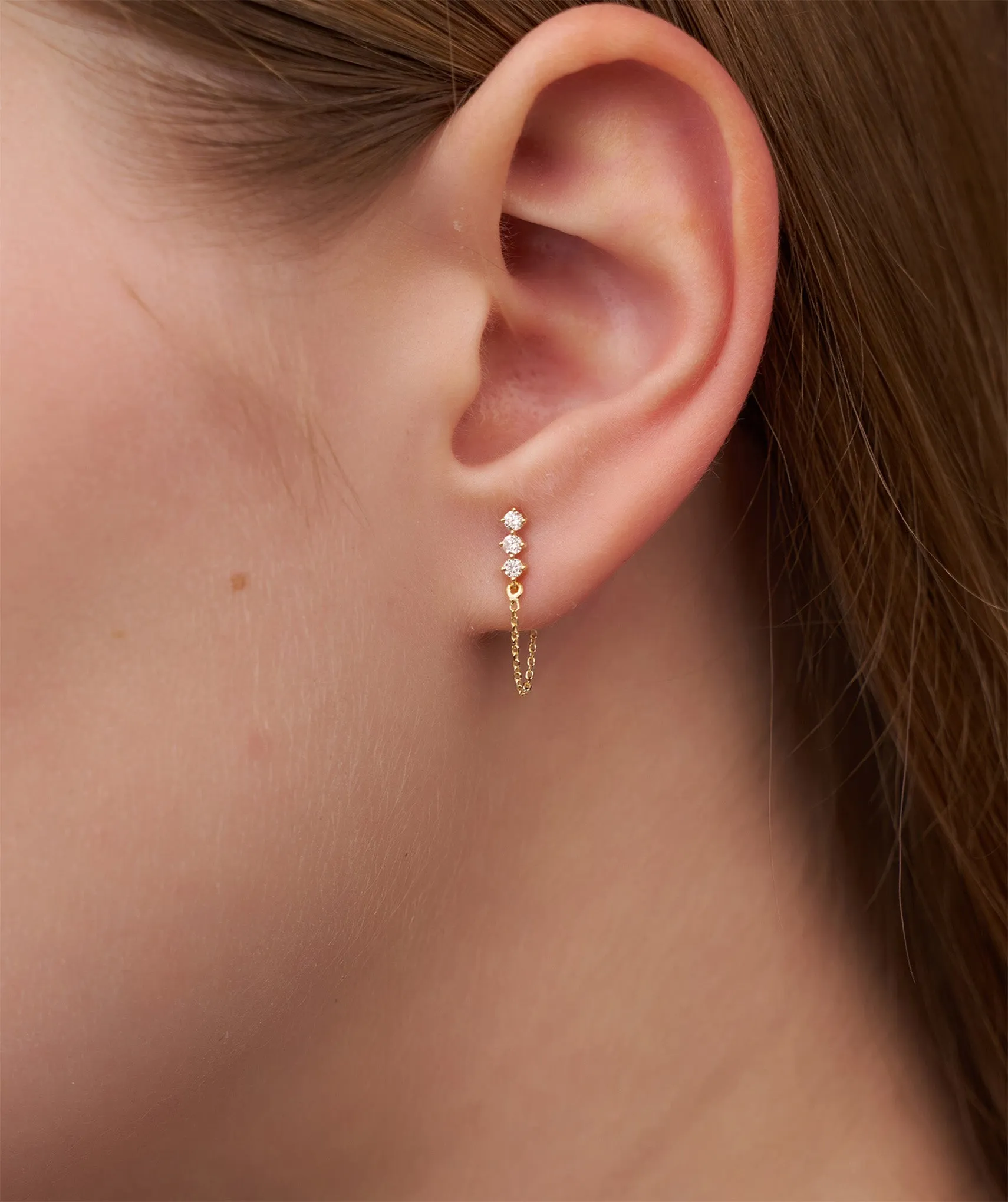 Diamond Chain Link Stud Earrings